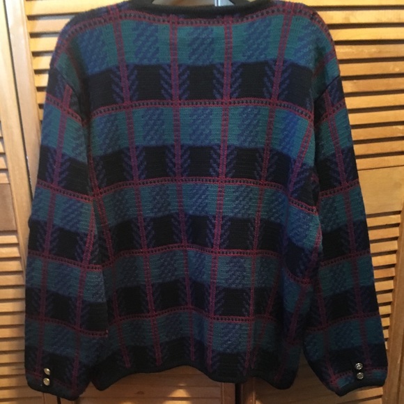 Vintage Tally-Ho Black, Blue, Green & Red Sweater - Picture 7 of 8